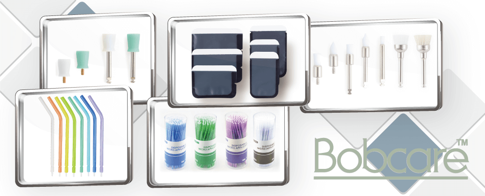 Bobcare dental disposable products include micro applicators, prophy brushes, phophy cups, air water syringe tips and more.